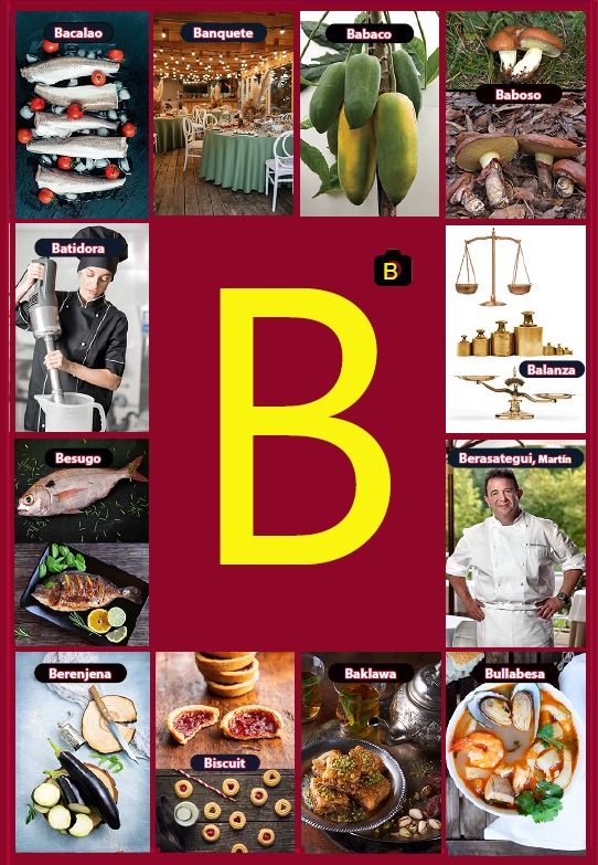 Glosario letra B del libro Gastronomía de la A a la Z - eBook interactivo Cooking Books, Diccionaro culinario y gastronómico