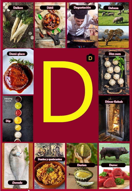 Glosario letra D del libro Gastronomía de la A a la Z - eBook interactivo Cooking Books, Diccionaro culinario y gastronómico