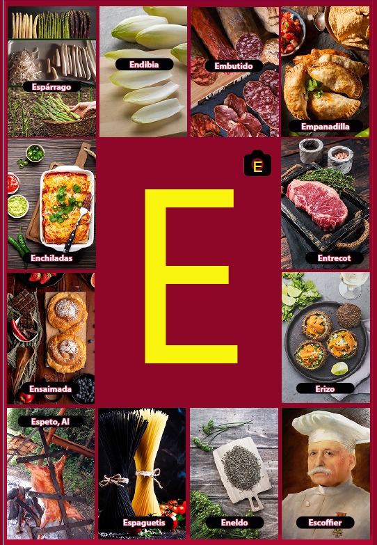 Glosario letra E del libro Gastronomía de la A a la Z - eBook interactivo Cooking Books, Diccionaro culinario y gastronómico