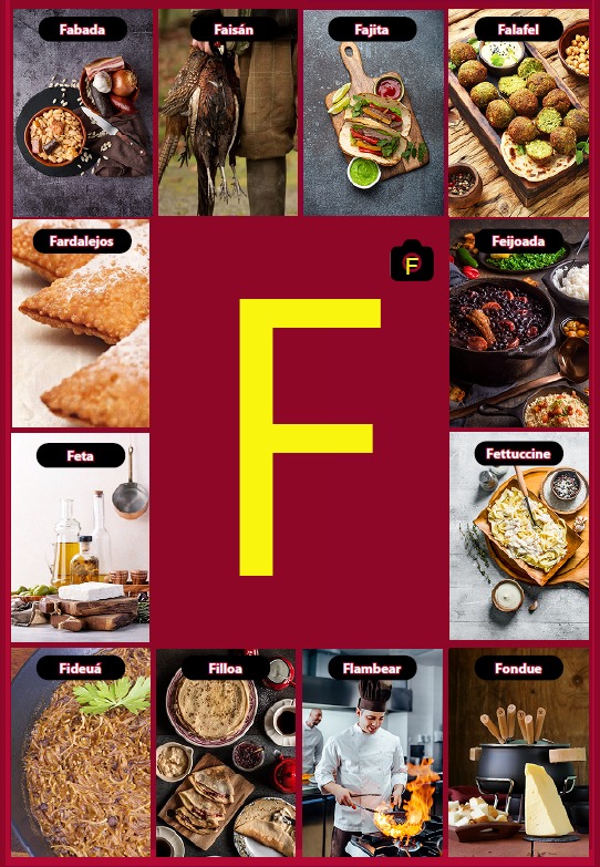 Glosario letra F del libro Gastronomía de la A a la Z - eBook interactivo Cooking Books, Diccionaro culinario y gastronómico