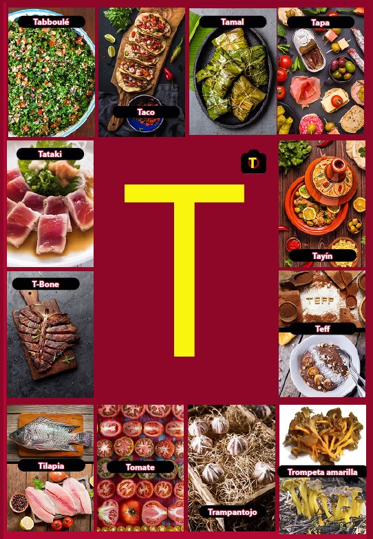 Glosario letra T del libro Gastronomía de la A a la Z - eBook interactivo Cooking Books, Diccionaro culinario y gastronómico