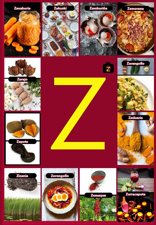 Glosario letra Z del libro Gastronomía de la A a la Z - eBook interactivo Cooking Books, Diccionaro culinario y gastronómico