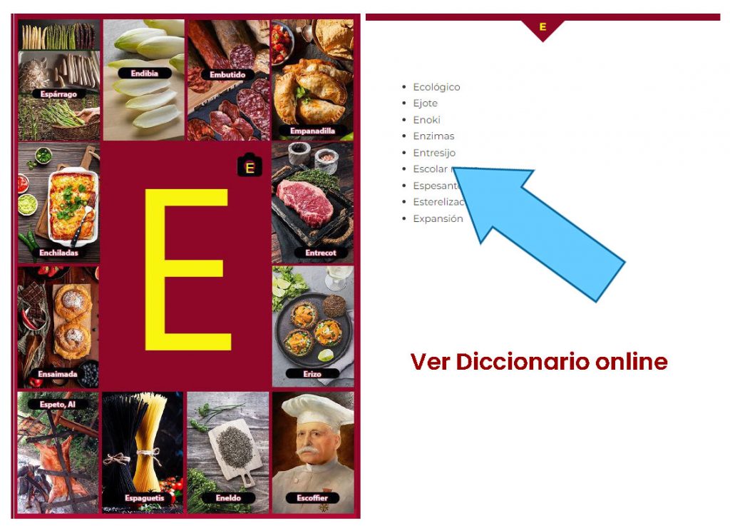 Diccionario de cocina y gastronomia online - Letra E